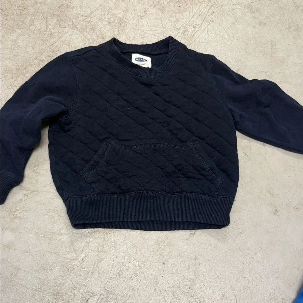 Old Navy Dark Blue Quilted Pullover Kids 3T Long Sleeve Front Pocket LIKE NEW